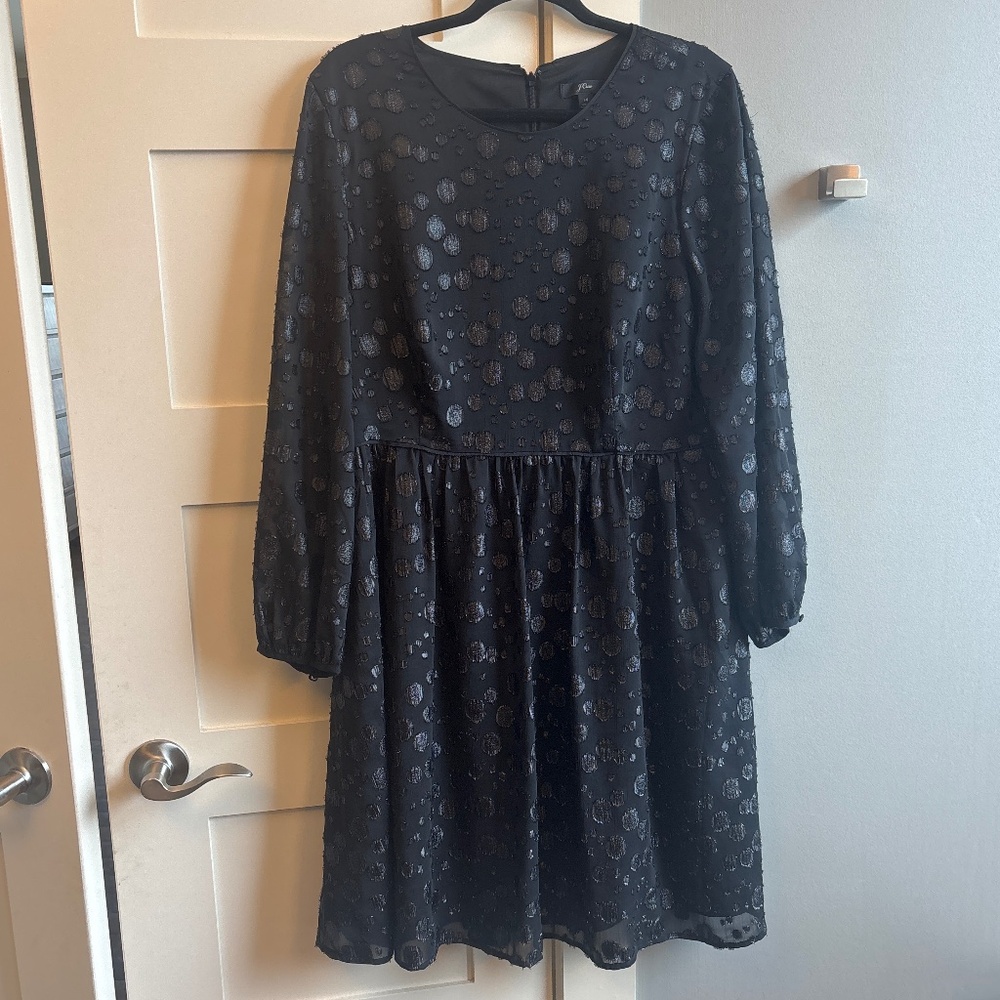 J. Crew 14 black long sleeve shimmery dress AF413